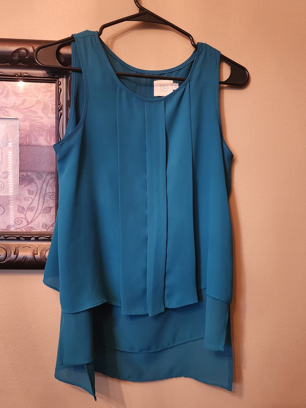 HD in Paris Anthropologie Teal Layered Chiffon Tank Top Women's Size 2